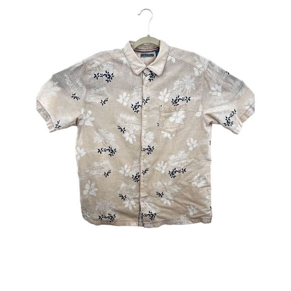 Cubavera floral Hawaiian short sleeve shirt  55% linen 45% cotton size L - Picture 1 of 10